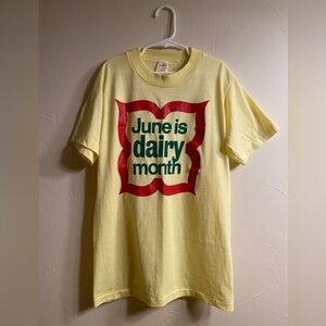 June is Dairy Month Yellow Vintage T-Shirt Size S